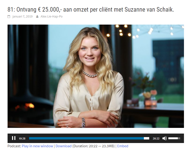 podcast, interview, alex lie hap-po, businesscoach, suzanne van schaik, ondernemerspassie, marc de groot, hoogwaardige programma's, high-end ondernemen, high level businesscoach